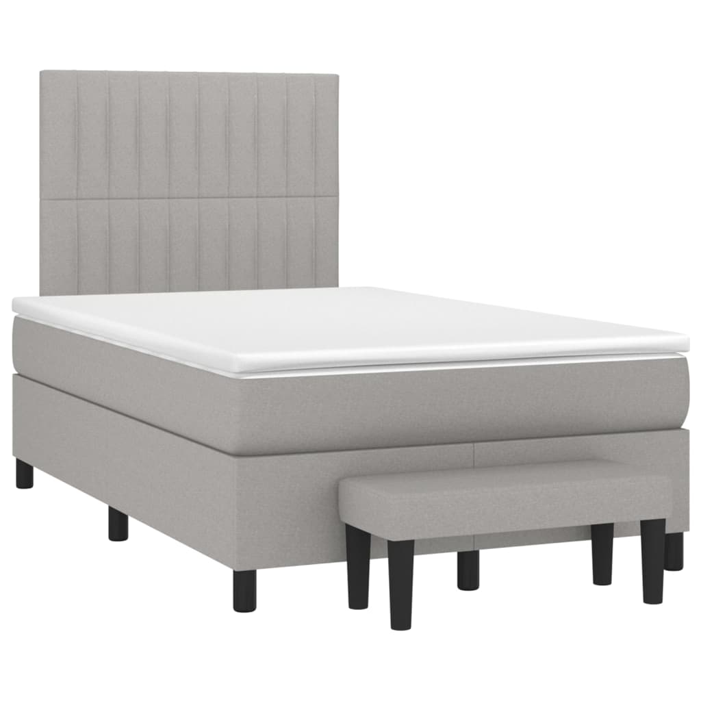 vidaXL Κρεβάτι Boxspring με Στρώμα Ανοιχτό Γκρι 120x200 εκ. Υφασμάτινο