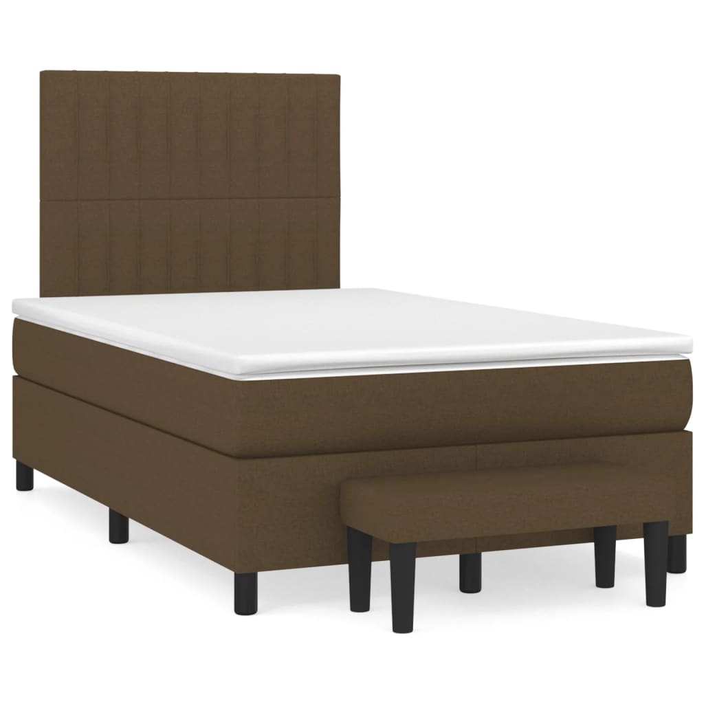 vidaXL Κρεβάτι Boxspring με Στρώμα Σκούρο Καφέ 120x200 εκ. Υφασμάτινο