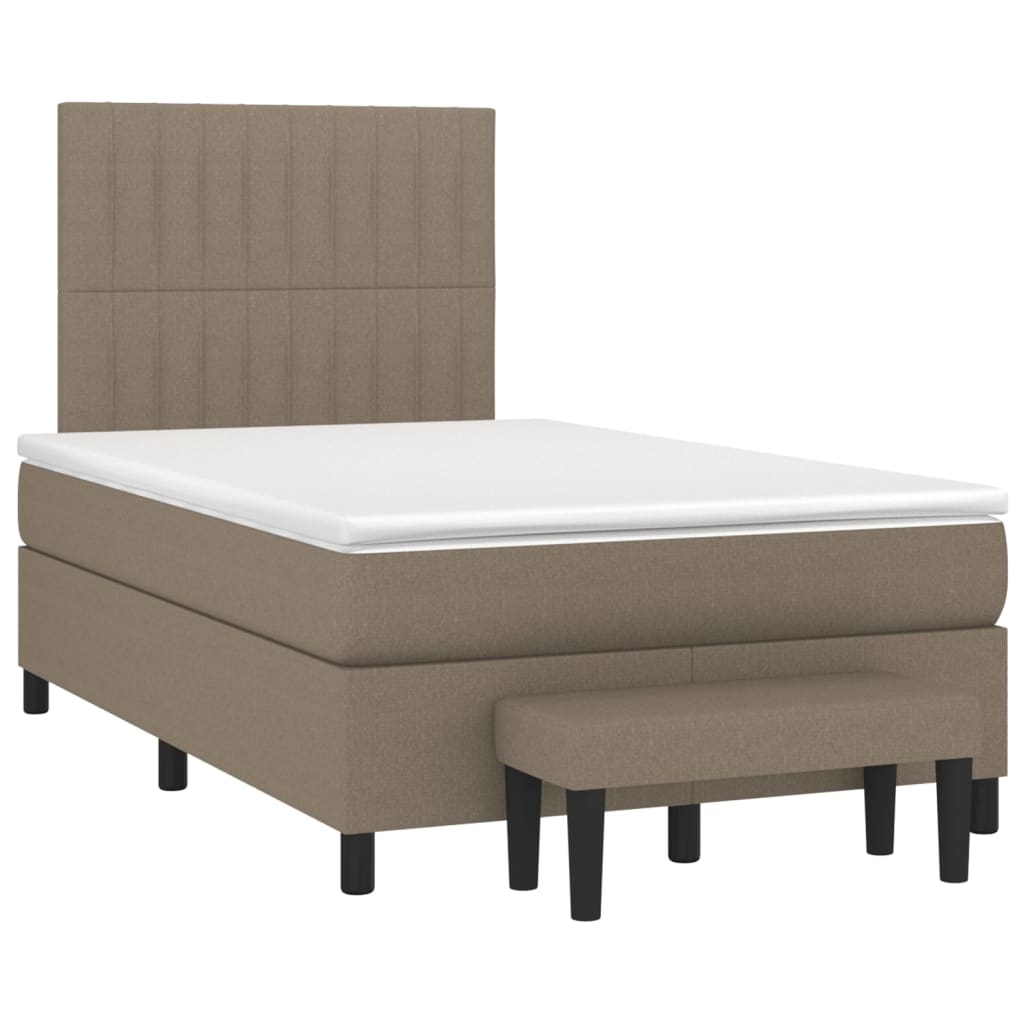 vidaXL Κρεβάτι Boxspring με Στρώμα Taupe 120x200 εκ. Υφασμάτινο