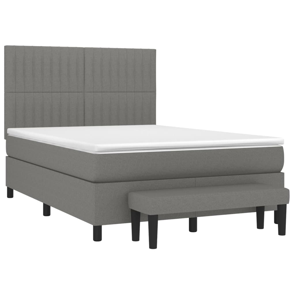 vidaXL Κρεβάτι Boxspring με Στρώμα Σκούρο Γκρι 140x200 εκ Υφασμάτινο
