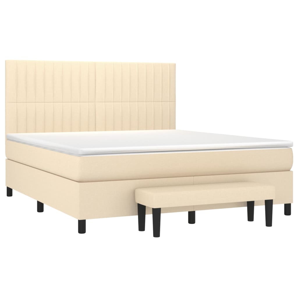 vidaXL Κρεβάτι Boxspring με Στρώμα Κρεμ 160x200 εκ. Υφασμάτινο