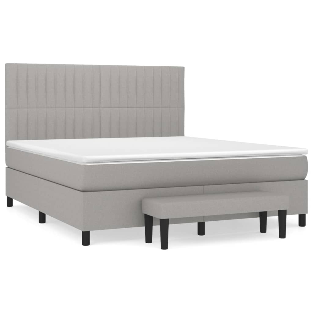 vidaXL Κρεβάτι Boxspring με Στρώμα Ανοιχτό Γκρι 180x200 εκ. Υφασμάτινο