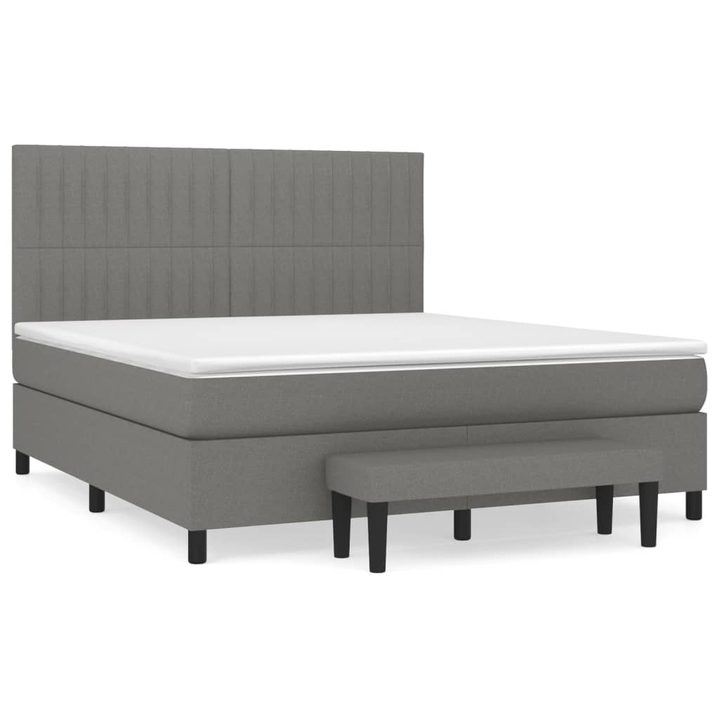 vidaXL Κρεβάτι Boxspring με Στρώμα Σκούρο Γκρι 180x200 εκ Υφασμάτιν
