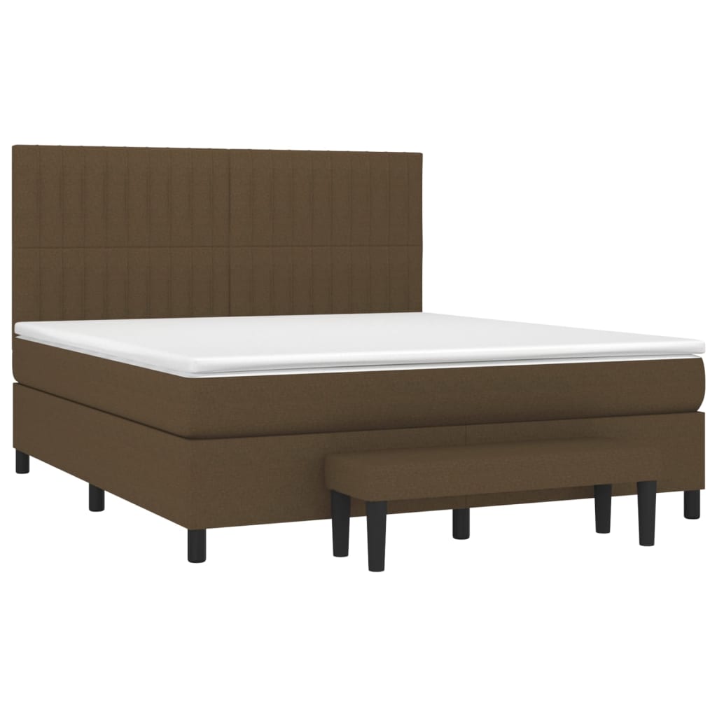vidaXL Κρεβάτι Boxspring με Στρώμα Σκούρο Καφέ 180x200 εκ Υφασμάτινο