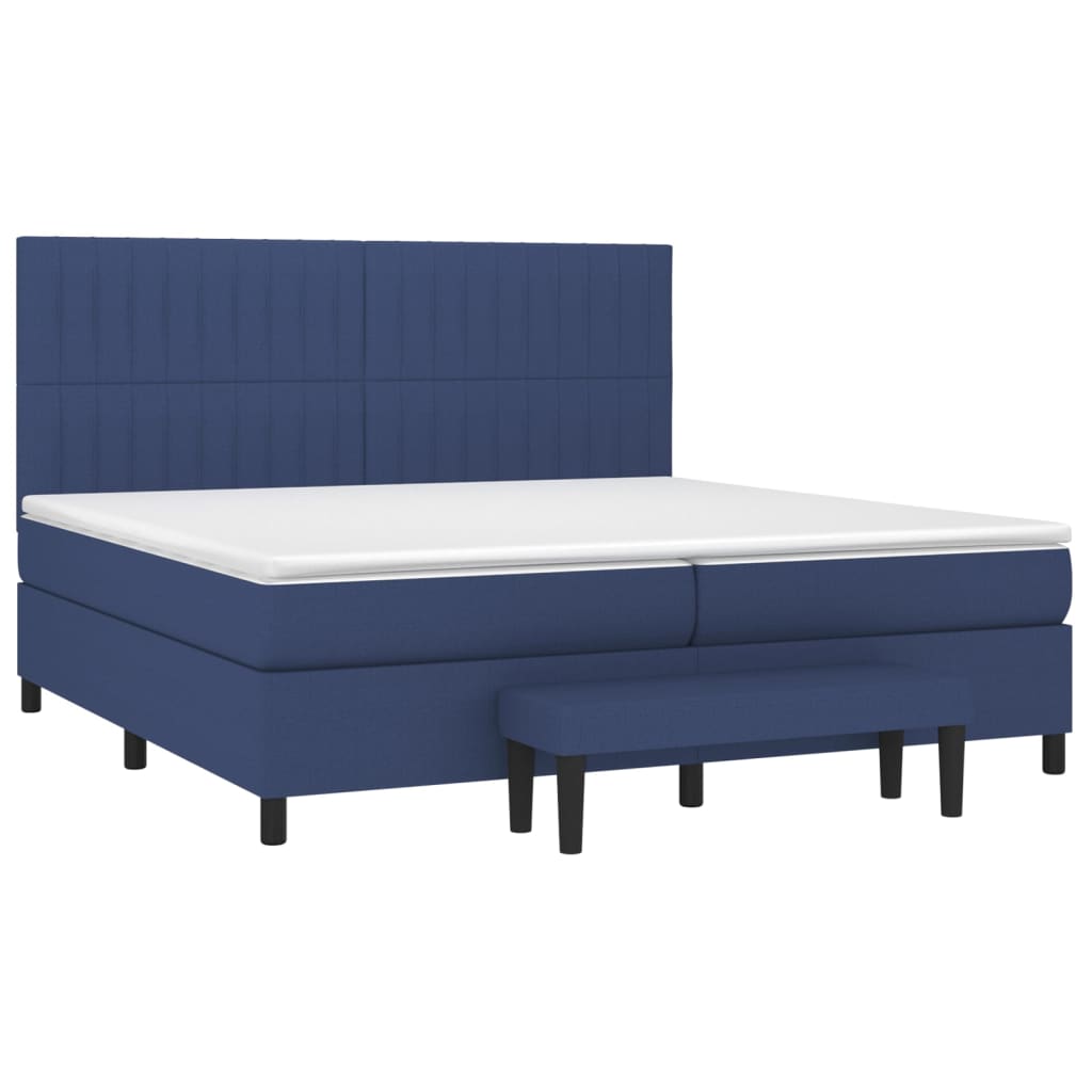 vidaXL Κρεβάτι Boxspring με Στρώμα Μπλε 200x200 εκ. Υφασμάτινο