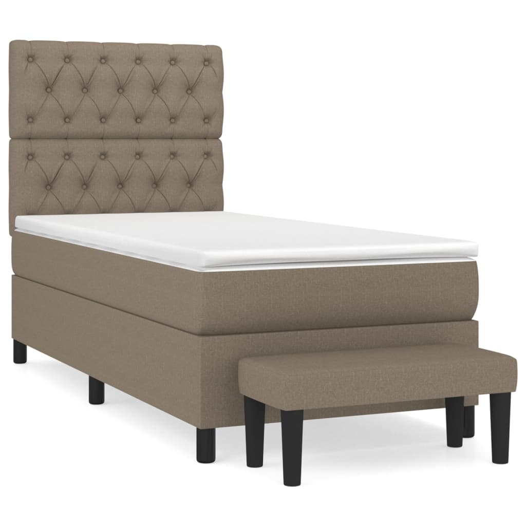 vidaXL Κρεβάτι Boxspring με Στρώμα Taupe 80x200 εκ. Υφασμάτινο