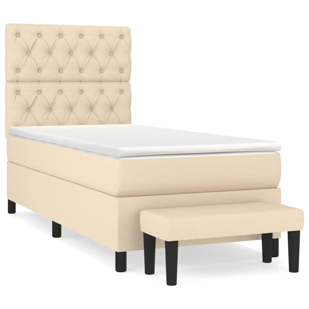 vidaXL Κρεβάτι Boxspring με Στρώμα Κρεμ 80 x 200 εκ. Υφασμάτινο