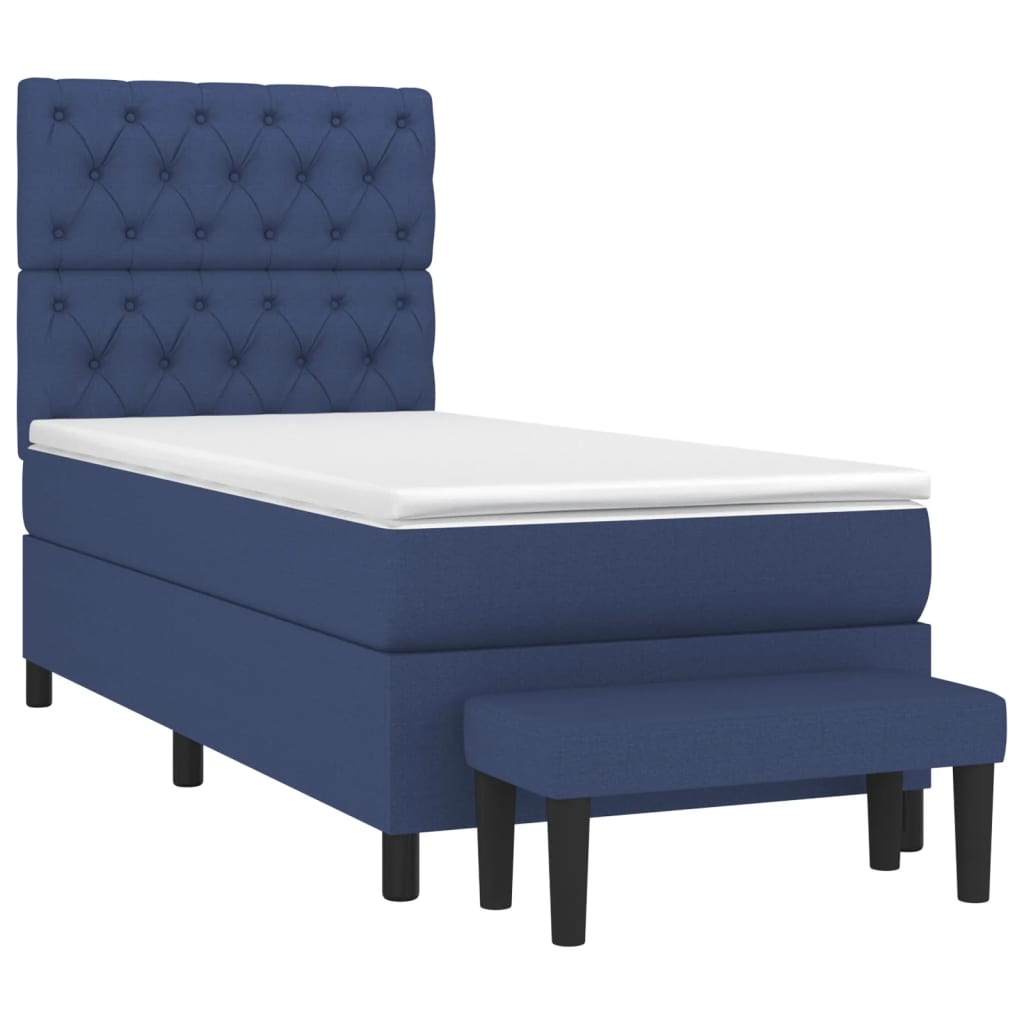 vidaXL Κρεβάτι Boxspring με Στρώμα Μπλε 80x200 εκ. Υφασμάτινο