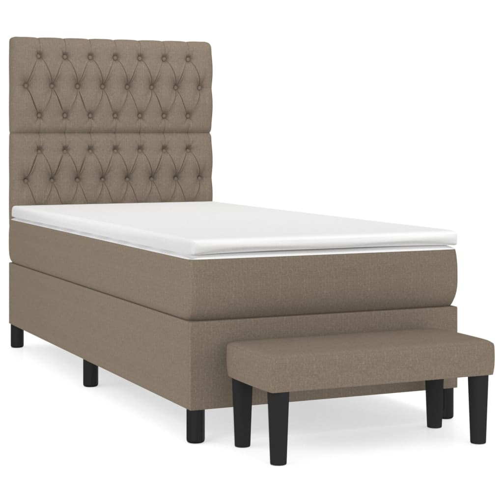 vidaXL Κρεβάτι Boxspring με Στρώμα Taupe 90x190 εκ.Υφασμάτινο