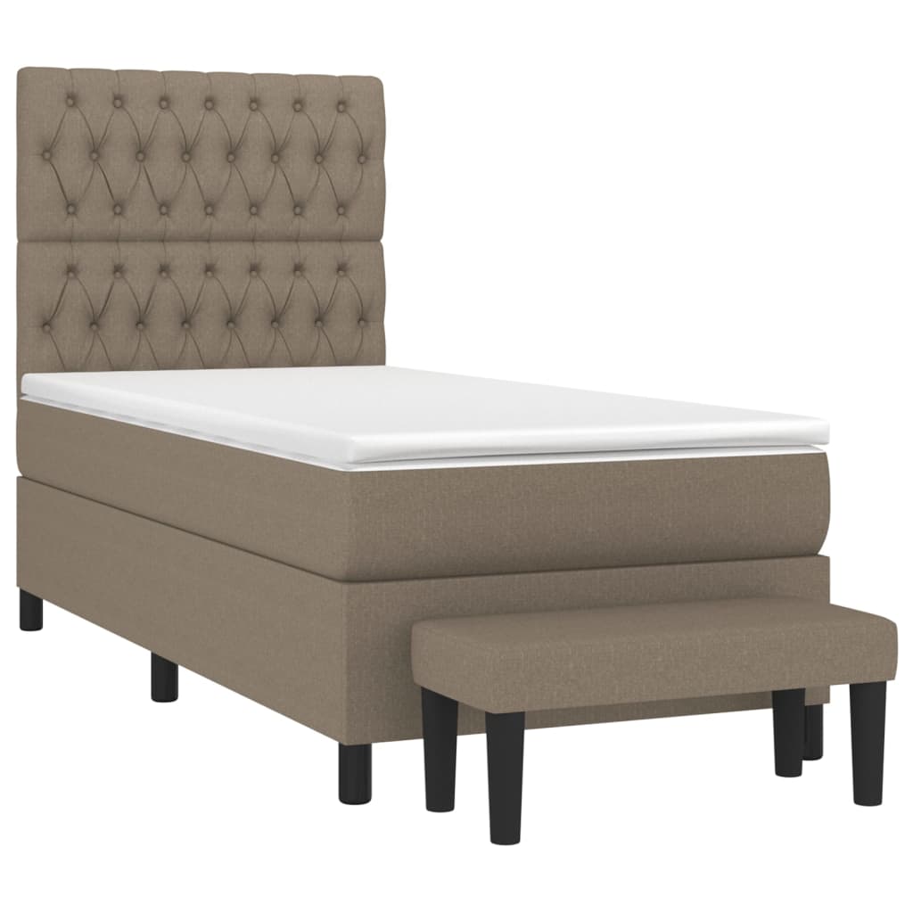 vidaXL Κρεβάτι Boxspring με Στρώμα Taupe 90x190 εκ.Υφασμάτινο