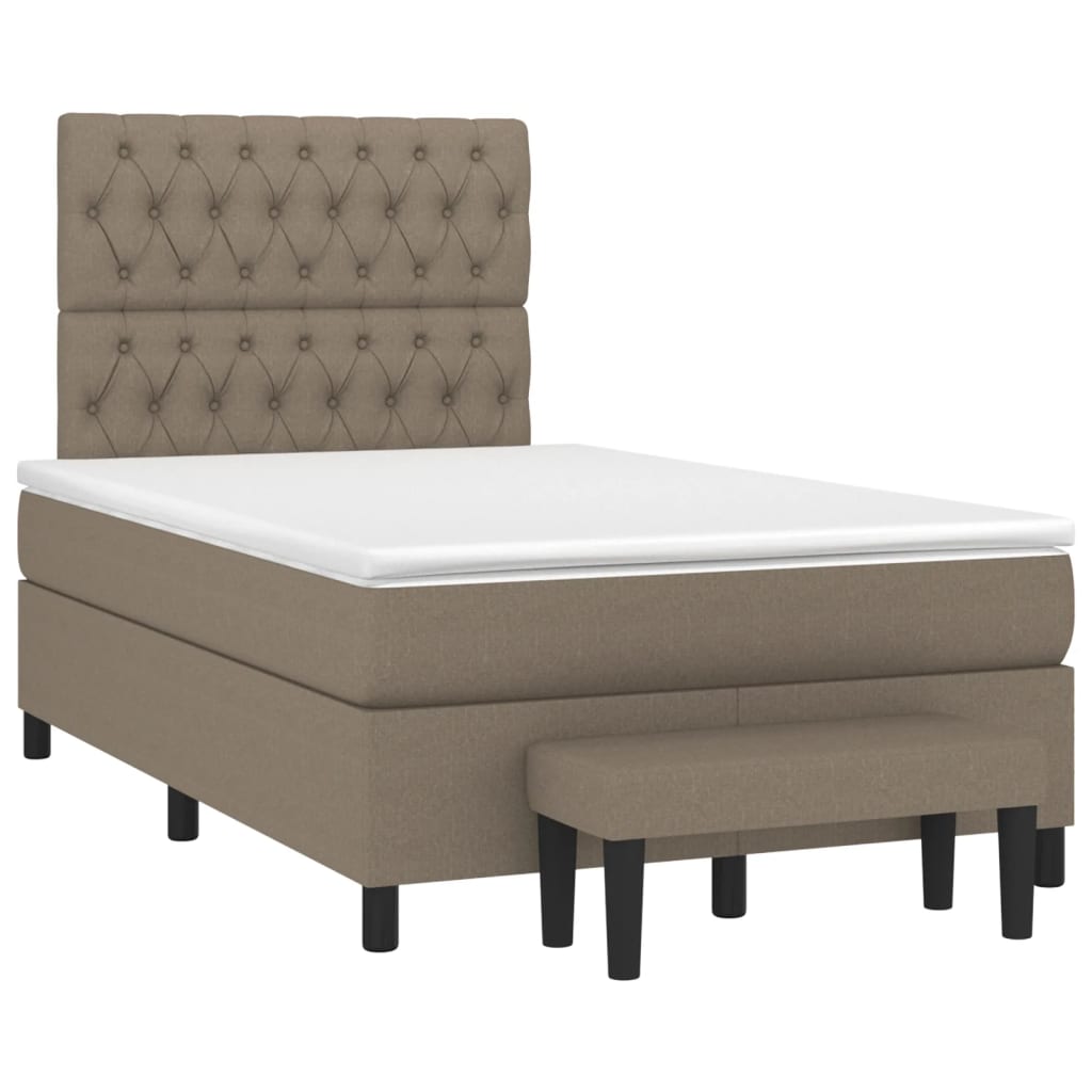 vidaXL Κρεβάτι Boxspring με Στρώμα Taupe 120x200 εκ. Υφασμάτινο