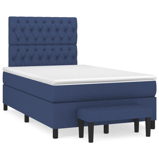 vidaXL Κρεβάτι Boxspring με Στρώμα Μπλε 120x200 εκ. Υφασμάτινο