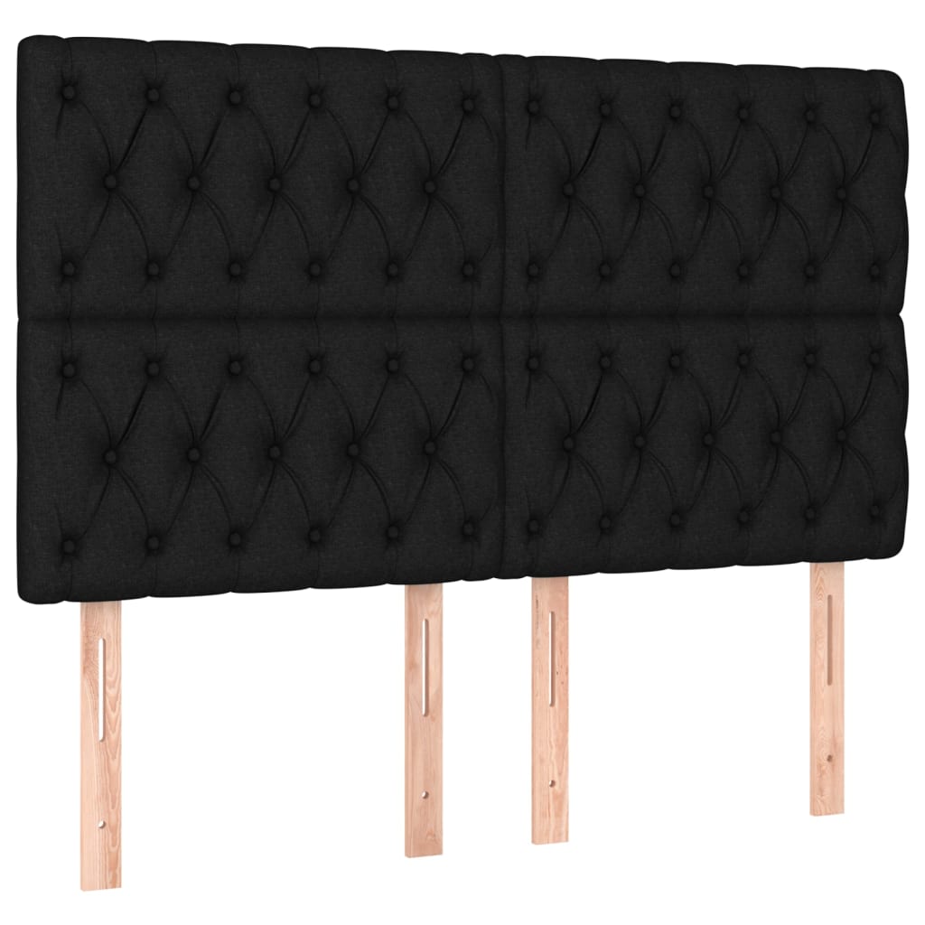 vidaXL Κρεβάτι Boxspring με Στρώμα Μαύρο 140x200 εκ. Υφασμάτινο