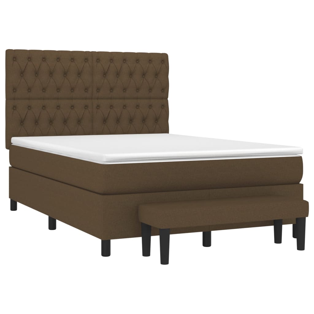 vidaXL Κρεβάτι Boxspring με Στρώμα Σκούρο Καφέ 140x200 εκ Υφασμάτινο