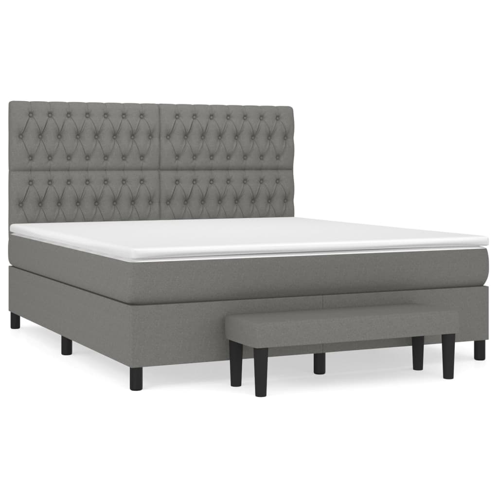 vidaXL Κρεβάτι Boxspring με Στρώμα Σκούρο Γκρι 180x200 εκ Υφασμάτιν
