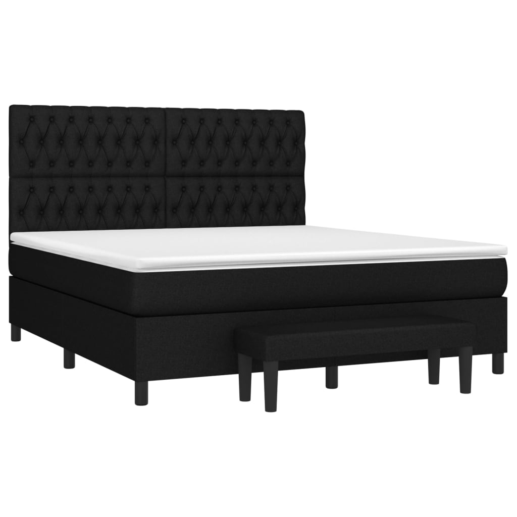 vidaXL Κρεβάτι Boxspring με Στρώμα Μαύρο 180x200 εκ. Υφασμάτινο
