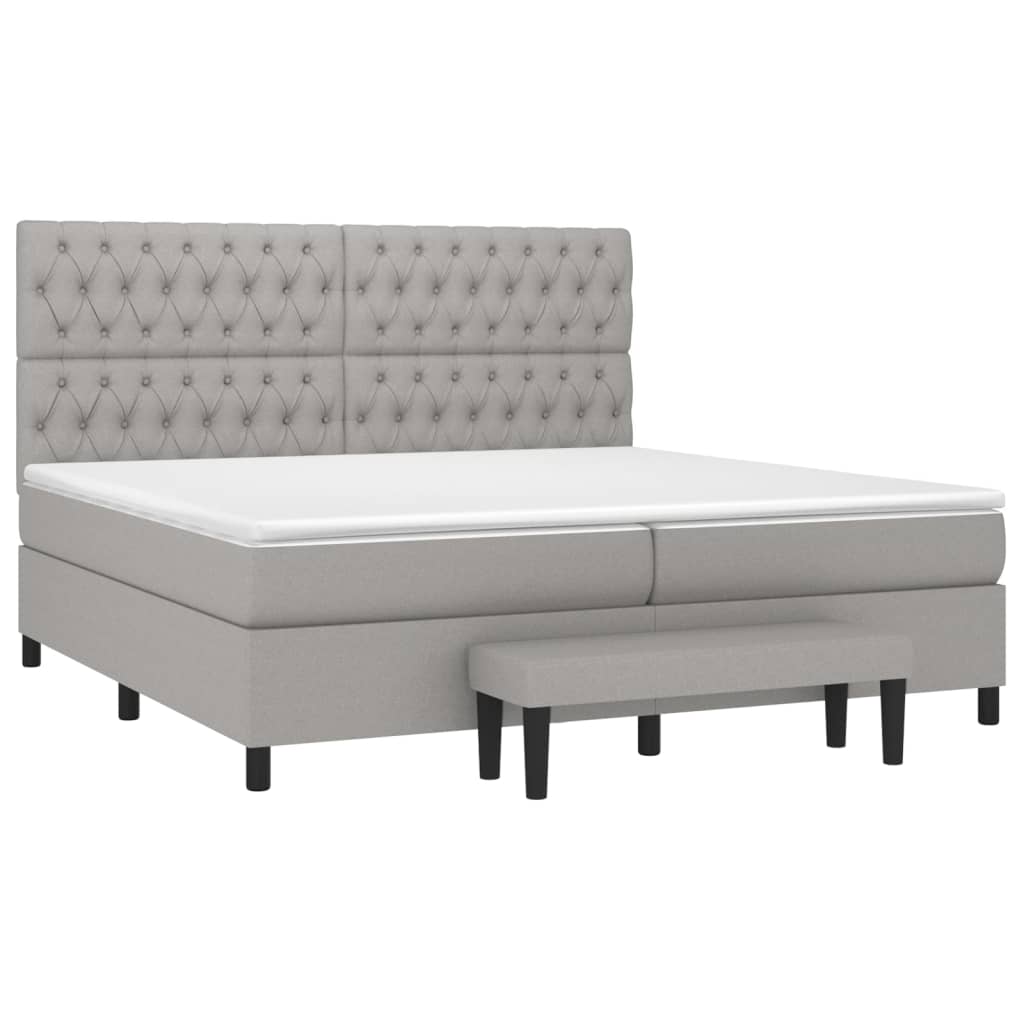 vidaXL Κρεβάτι Boxspring με Στρώμα Ανοιχτό Γκρι 200x200 εκ. Υφασμάτινο