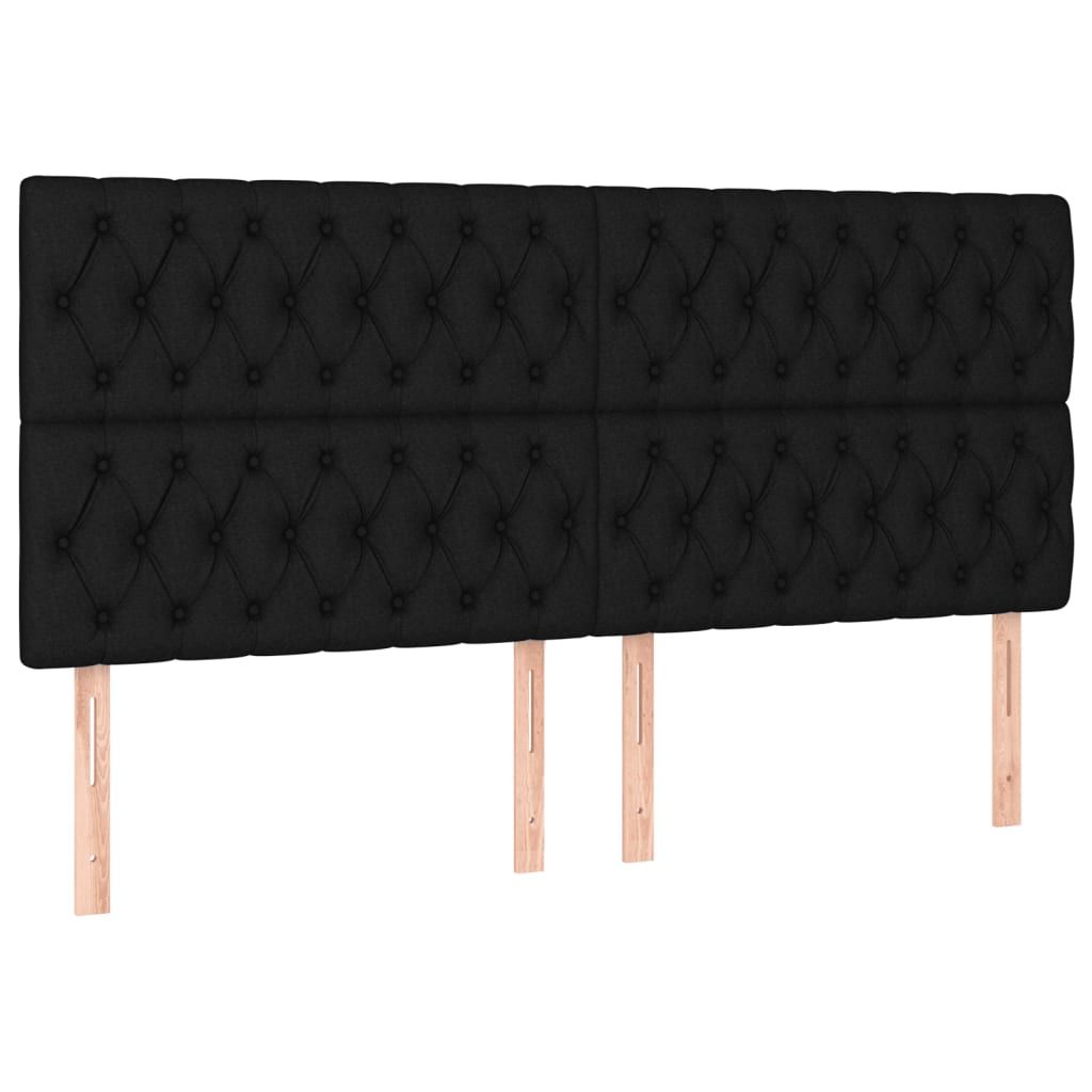 vidaXL Κρεβάτι Boxspring με Στρώμα Μαύρο 200x200 εκ. Υφασμάτινο