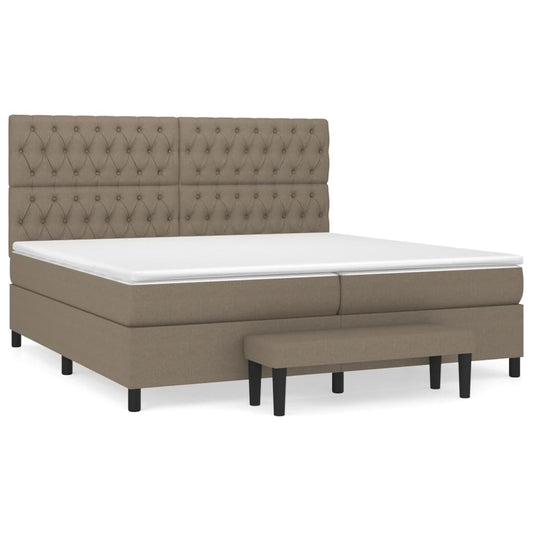 vidaXL Κρεβάτι Boxspring με Στρώμα Taupe 200x200 εκ. Υφασμάτινο