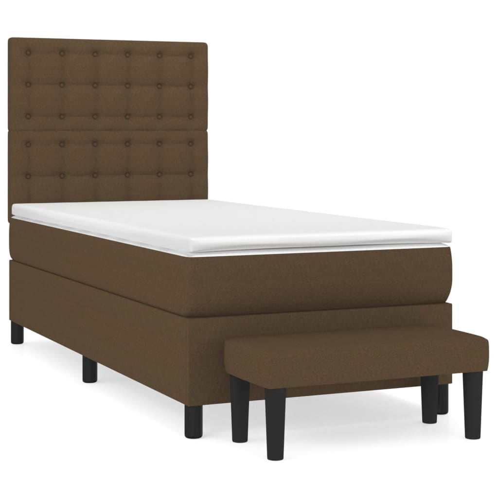 vidaXL Κρεβάτι Boxspring με Στρώμα Σκούρο Καφέ 80x200 εκ. Υφασμάτινο