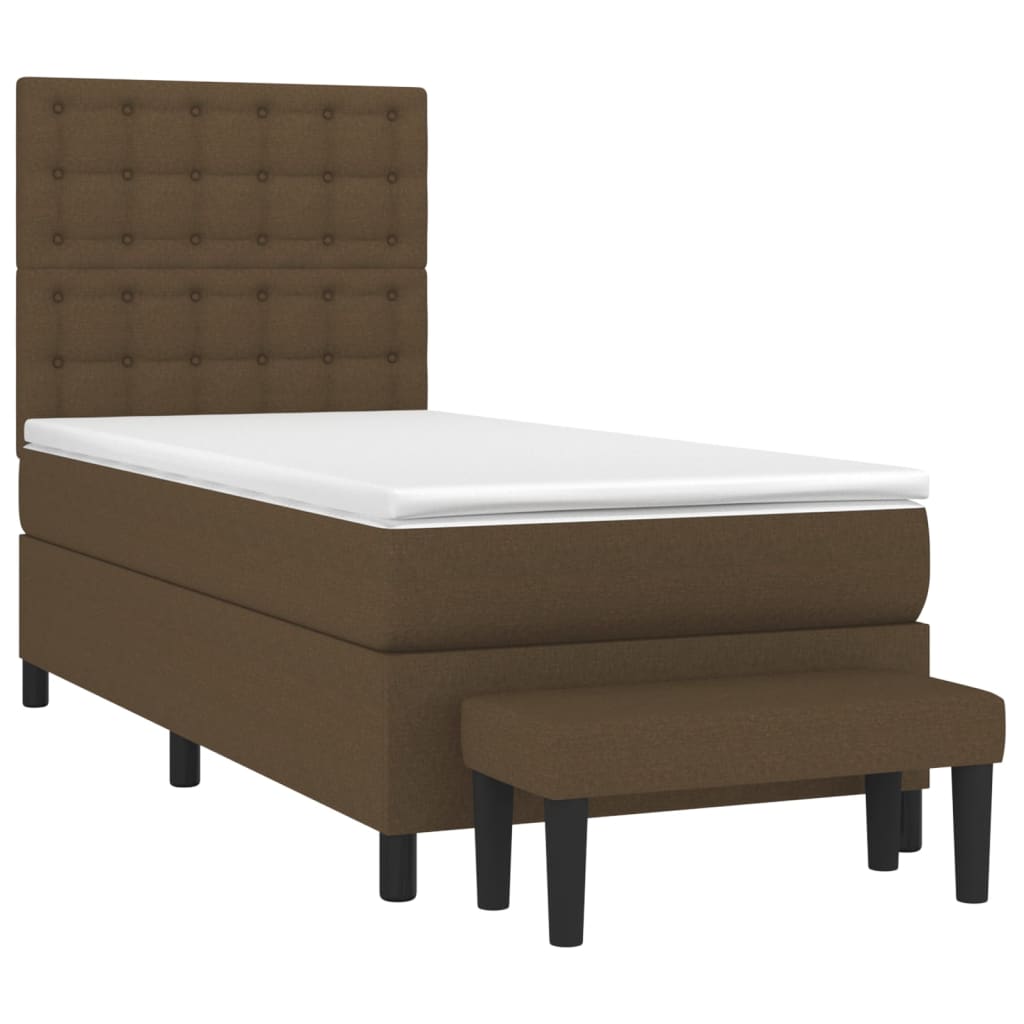 vidaXL Κρεβάτι Boxspring με Στρώμα Σκούρο Καφέ 80x200 εκ. Υφασμάτινο