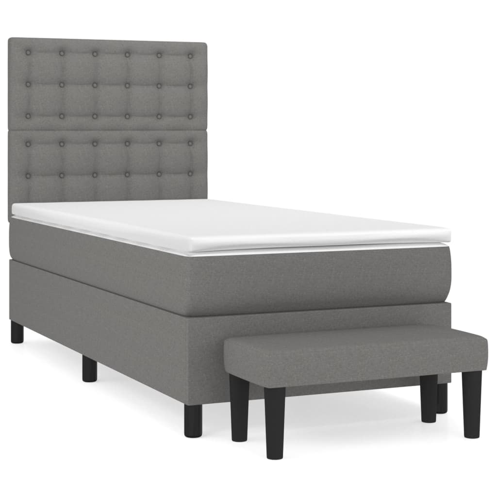 vidaXL Κρεβάτι Boxspring με Στρώμα Σκούρο Γκρι 100x200 εκ. Υφασμάτινο
