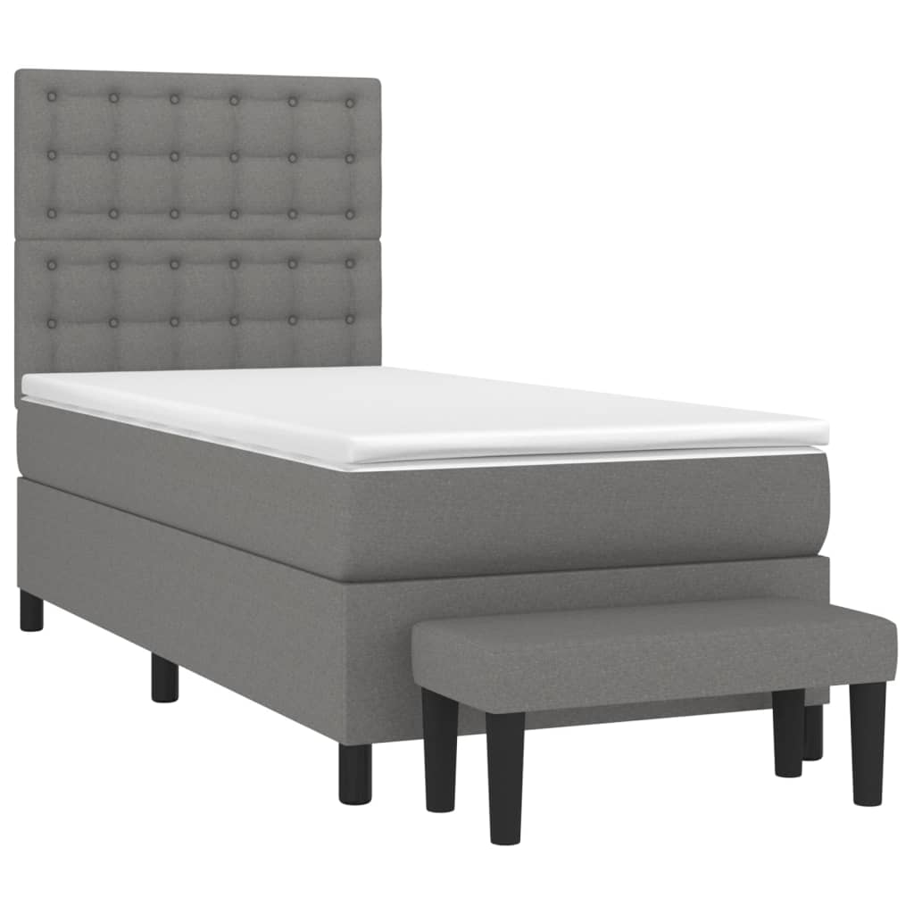 vidaXL Κρεβάτι Boxspring με Στρώμα Σκούρο Γκρι 100x200 εκ. Υφασμάτινο