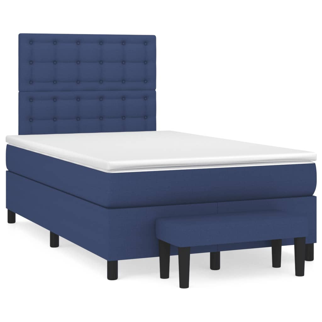 vidaXL Κρεβάτι Boxspring με Στρώμα Μπλε 120x200 εκ. Υφασμάτινο