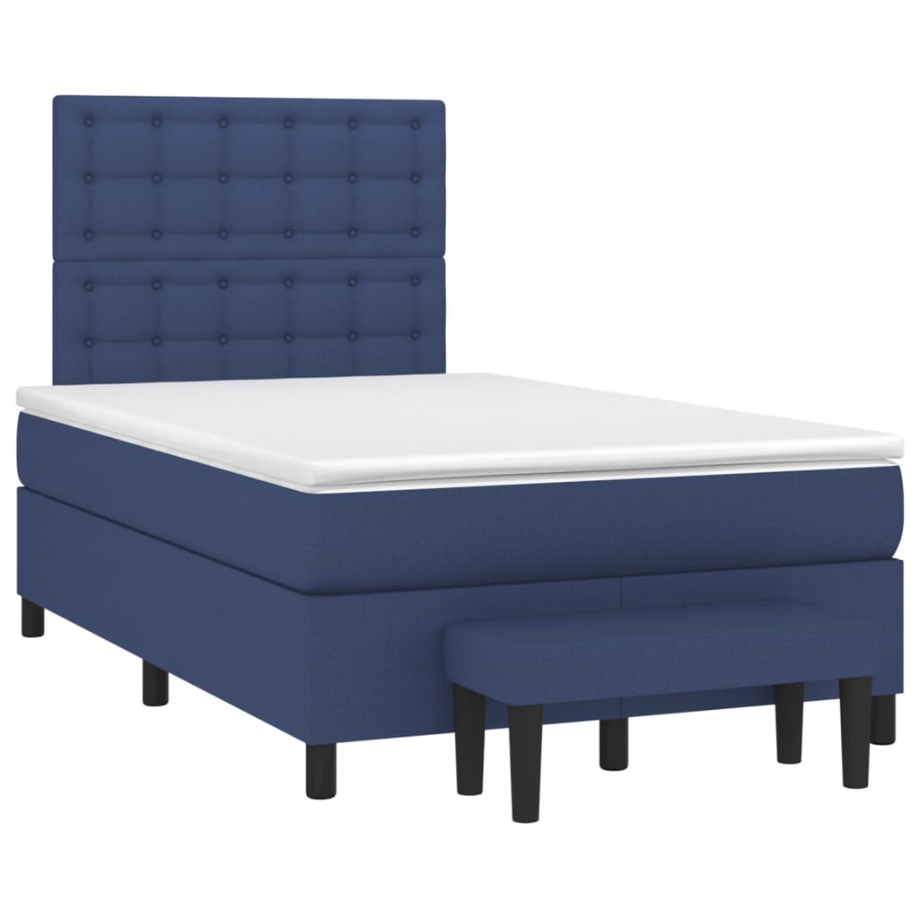 vidaXL Κρεβάτι Boxspring με Στρώμα Μπλε 120x200 εκ. Υφασμάτινο