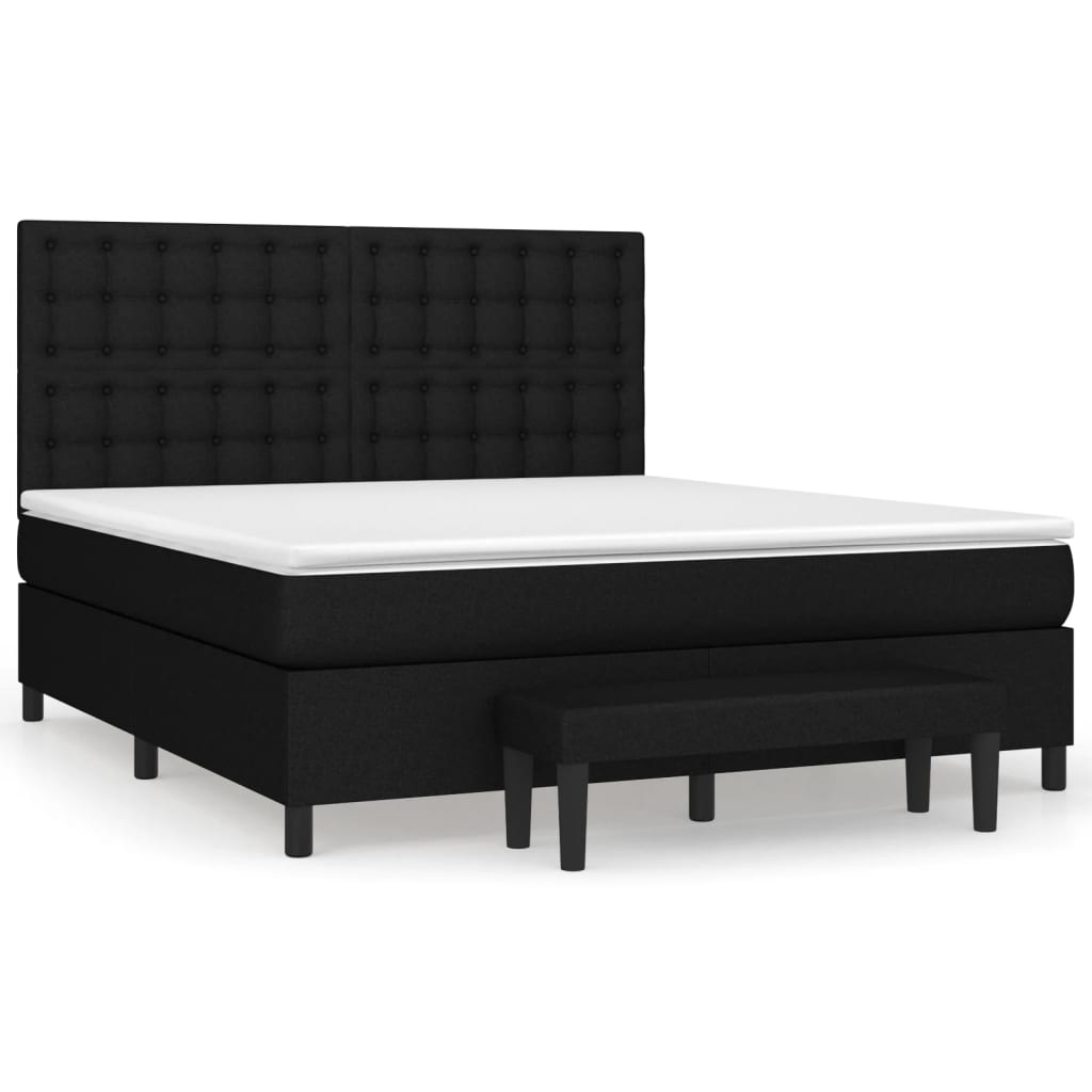 vidaXL Κρεβάτι Boxspring με Στρώμα Μαύρο 160x200 εκ. Υφασμάτινο