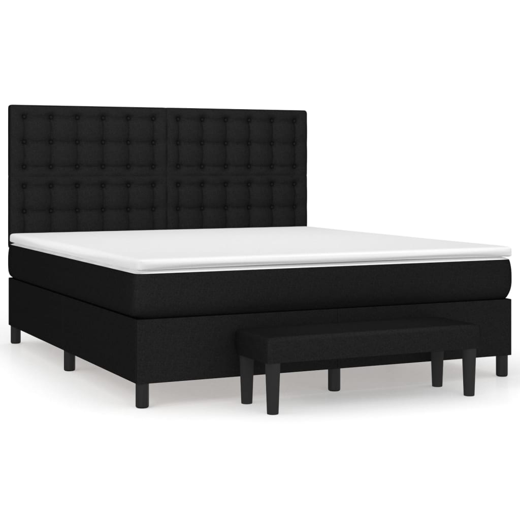 vidaXL Κρεβάτι Boxspring με Στρώμα Μαύρο 180x200 εκ. Υφασμάτινο