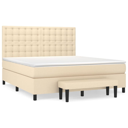 vidaXL Κρεβάτι Boxspring με Στρώμα Κρεμ 180x200 εκ. Υφασμάτινο
