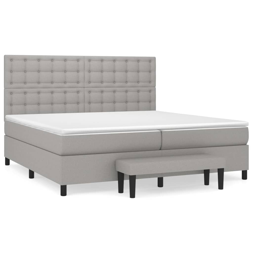 vidaXL Κρεβάτι Boxspring με Στρώμα Ανοιχτό Γκρι 200x200 εκ. Υφασμάτινο
