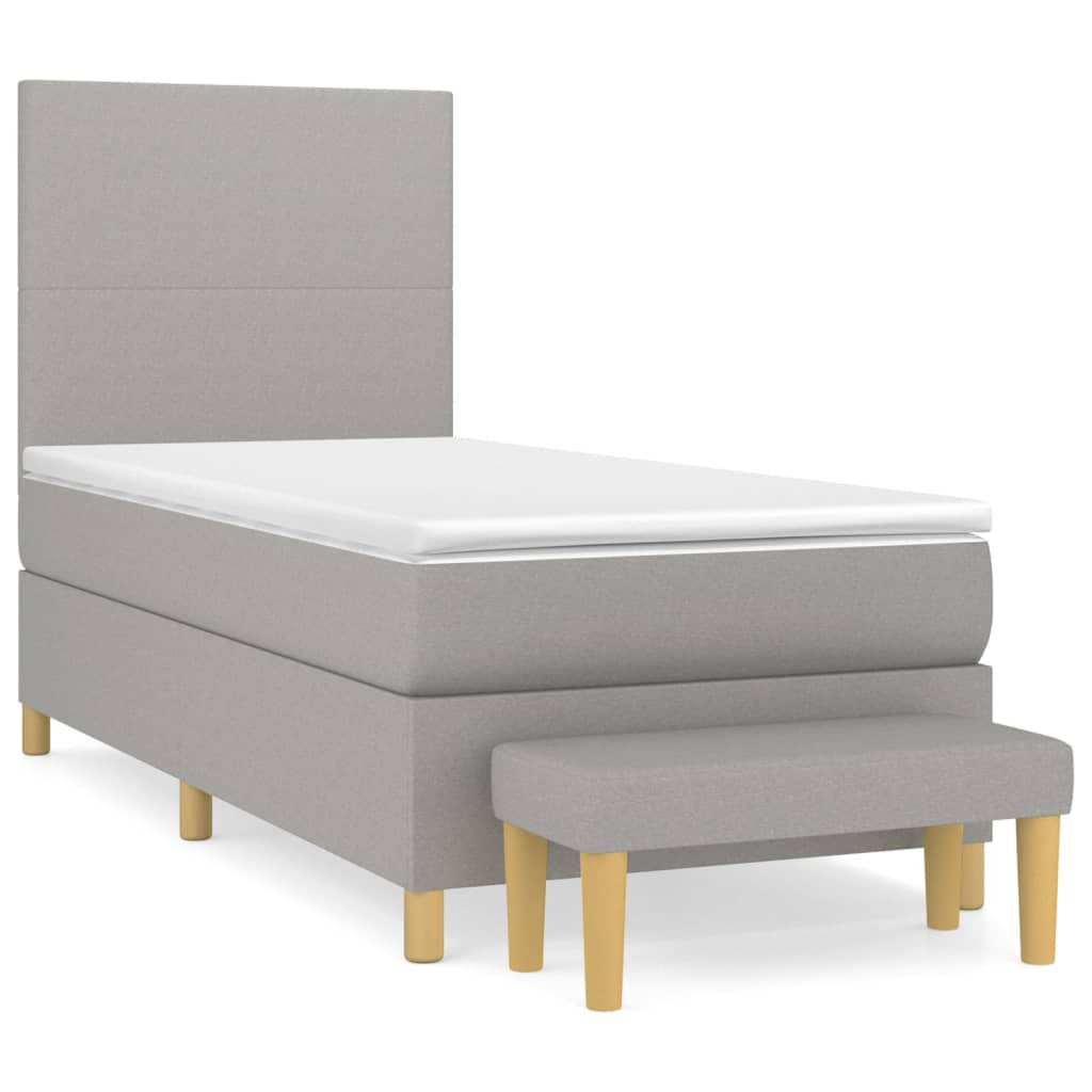 vidaXL Κρεβάτι Boxspring με Στρώμα Ανοιχτό Γκρι 80x200 εκ. Υφασμάτινο