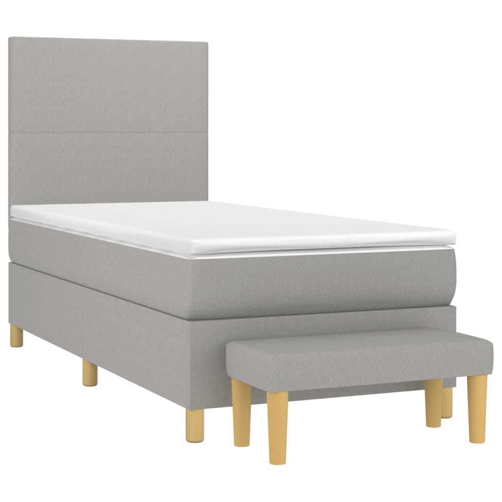 vidaXL Κρεβάτι Boxspring με Στρώμα Ανοιχτό Γκρι 80x200 εκ. Υφασμάτινο