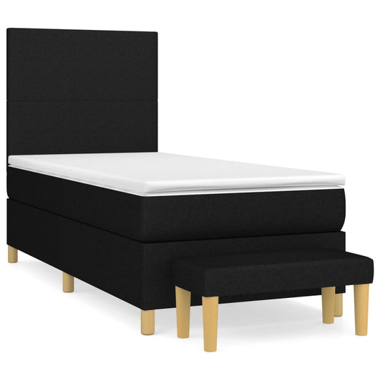 vidaXL Κρεβάτι Boxspring με Στρώμα Μαύρο 90x200 εκ. Υφασμάτινο