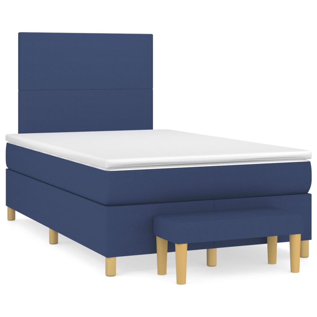 vidaXL Κρεβάτι Boxspring με Στρώμα Μπλε 120x200 εκ. Υφασμάτινο