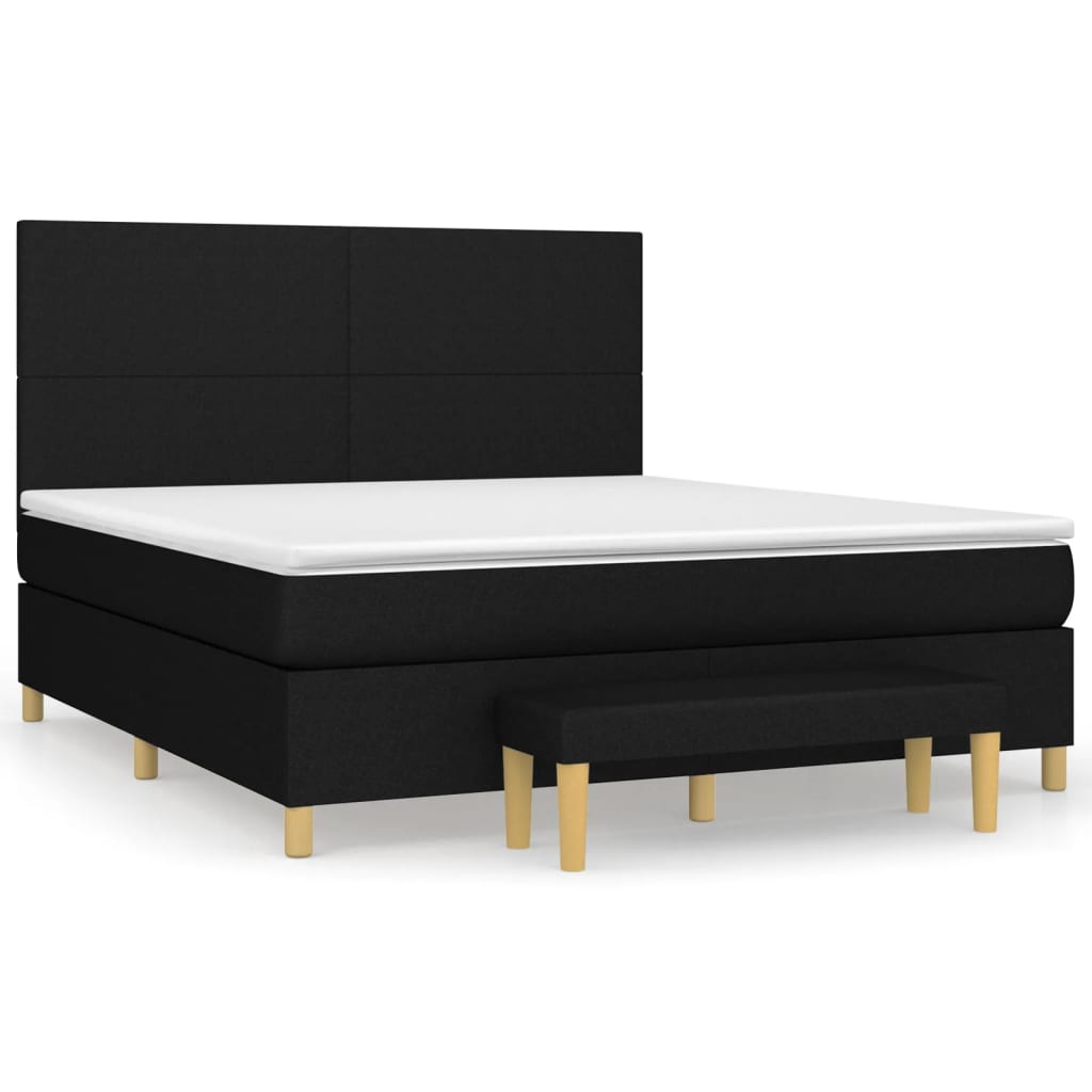 vidaXL Κρεβάτι Boxspring με Στρώμα Μαύρο 160x200 εκ. Υφασμάτινο