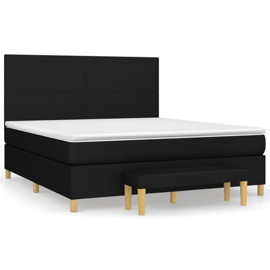 vidaXL Κρεβάτι Boxspring με Στρώμα Μαύρο 160x200 εκ. Υφασμάτινο