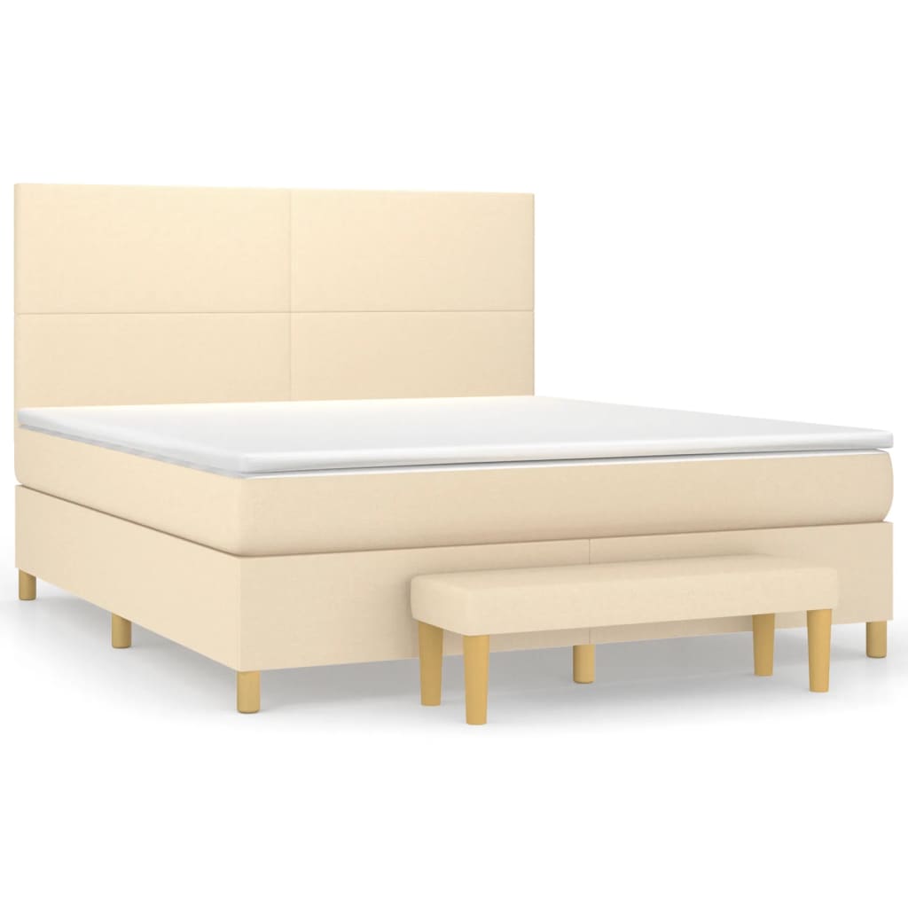 vidaXL Κρεβάτι Boxspring με Στρώμα Κρεμ 160x200 εκ. Υφασμάτινο
