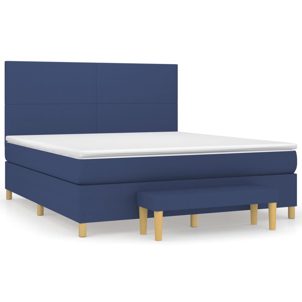 vidaXL Κρεβάτι Boxspring με Στρώμα Μπλε 160x200 εκ. Υφασμάτινο