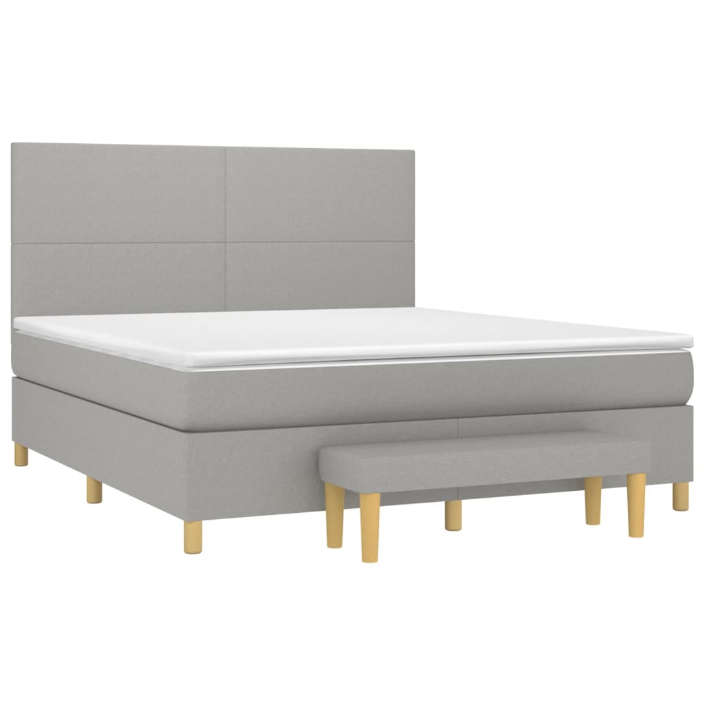 vidaXL Κρεβάτι Boxspring με Στρώμα Ανοιχτό Γκρι 180x200 εκ. Υφασμάτινο