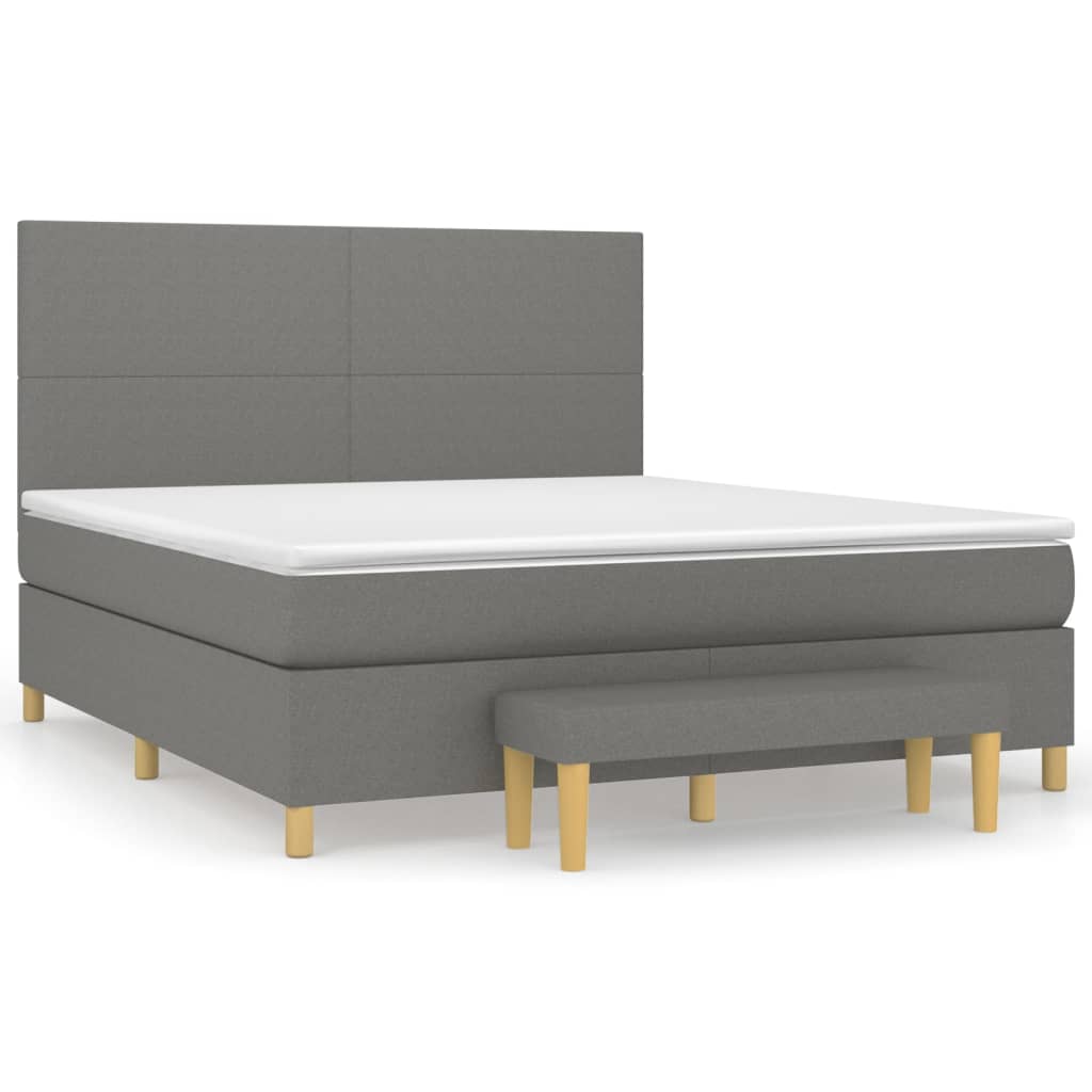 vidaXL Κρεβάτι Boxspring με Στρώμα Σκούρο Γκρι 180x200 εκ Υφασμάτιν