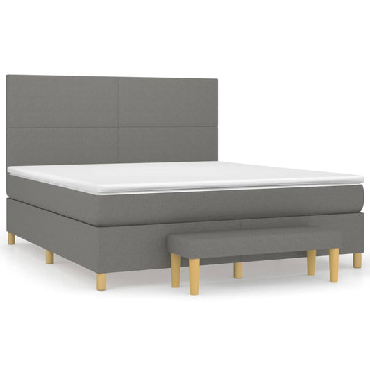 vidaXL Κρεβάτι Boxspring με Στρώμα Σκούρο Γκρι 180x200 εκ Υφασμάτιν