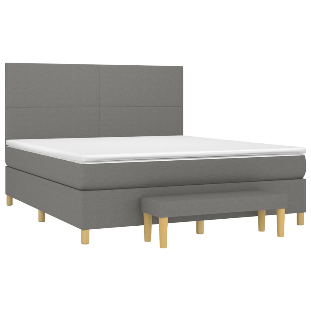 vidaXL Κρεβάτι Boxspring με Στρώμα Σκούρο Γκρι 180x200 εκ Υφασμάτιν