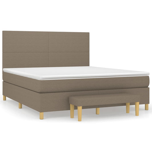 vidaXL Κρεβάτι Boxspring με Στρώμα Taupe 180x200 εκ. Υφασμάτινο
