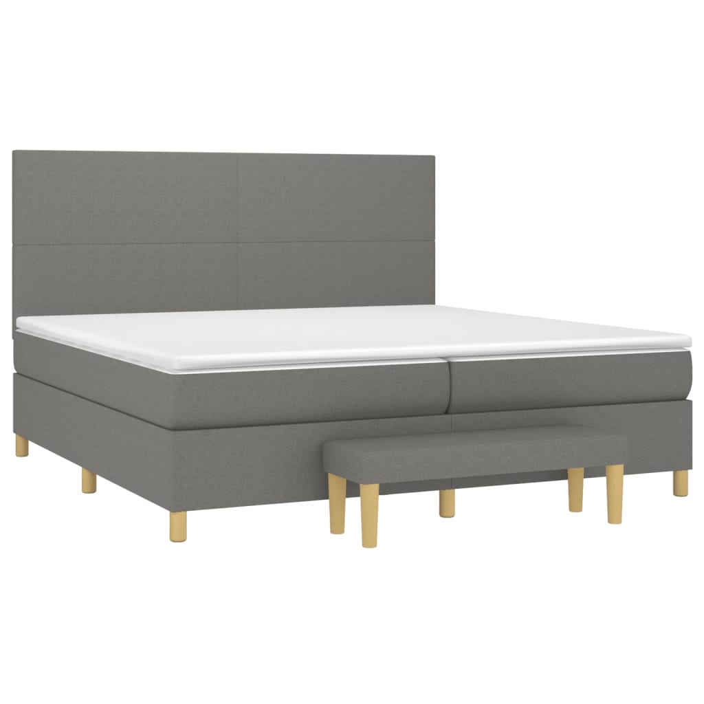 vidaXL Κρεβάτι Boxspring με Στρώμα Σκούρο Γκρι 200x200 εκ. Υφασμάτινο