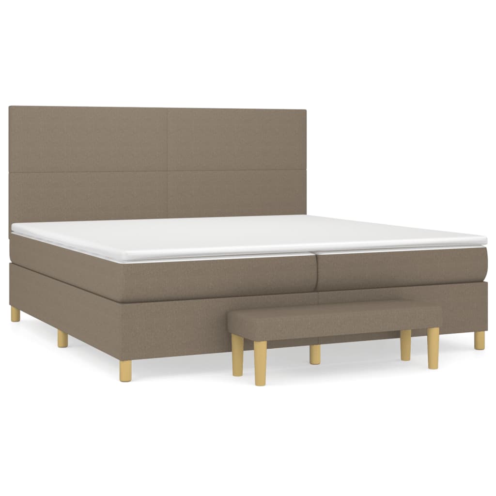 vidaXL Κρεβάτι Boxspring με Στρώμα Taupe 200x200 εκ. Υφασμάτινο