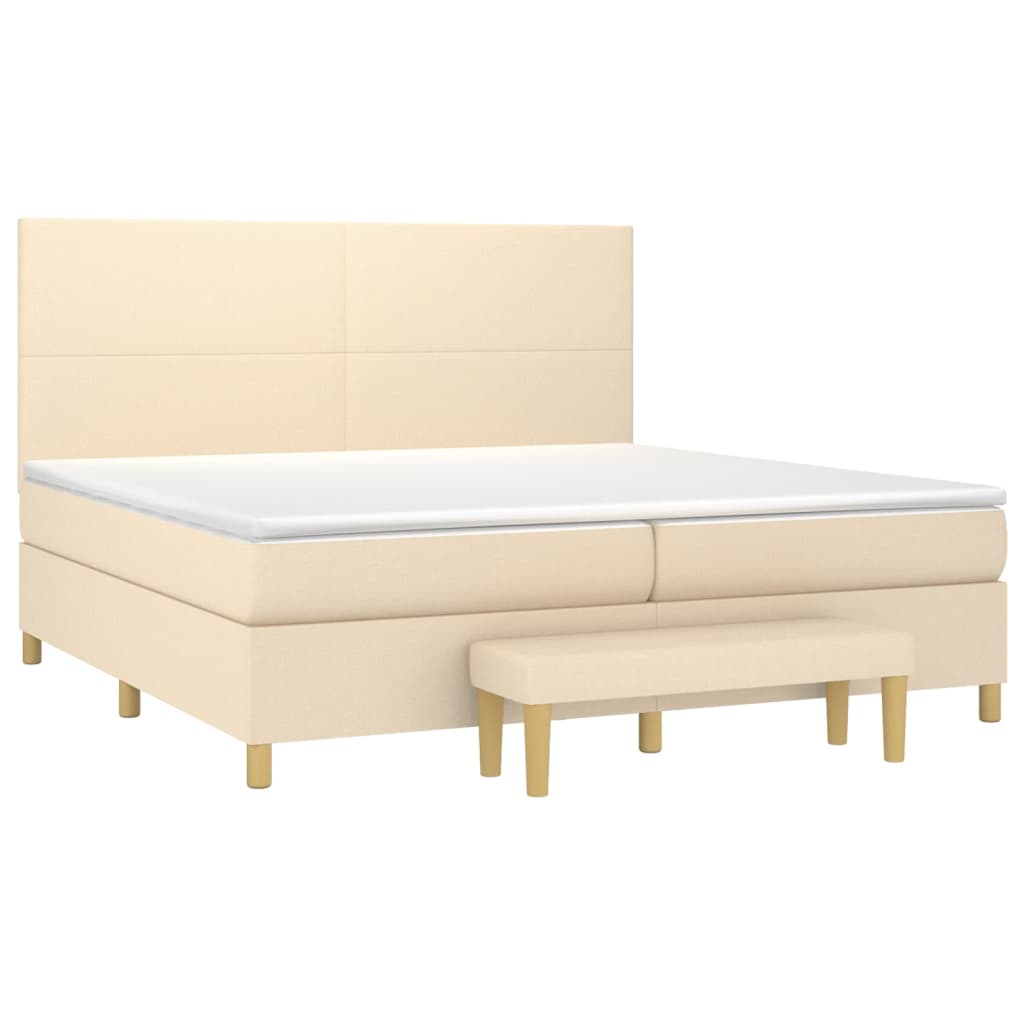vidaXL Κρεβάτι Boxspring με Στρώμα Κρεμ 200x200 εκ. Υφασμάτινο