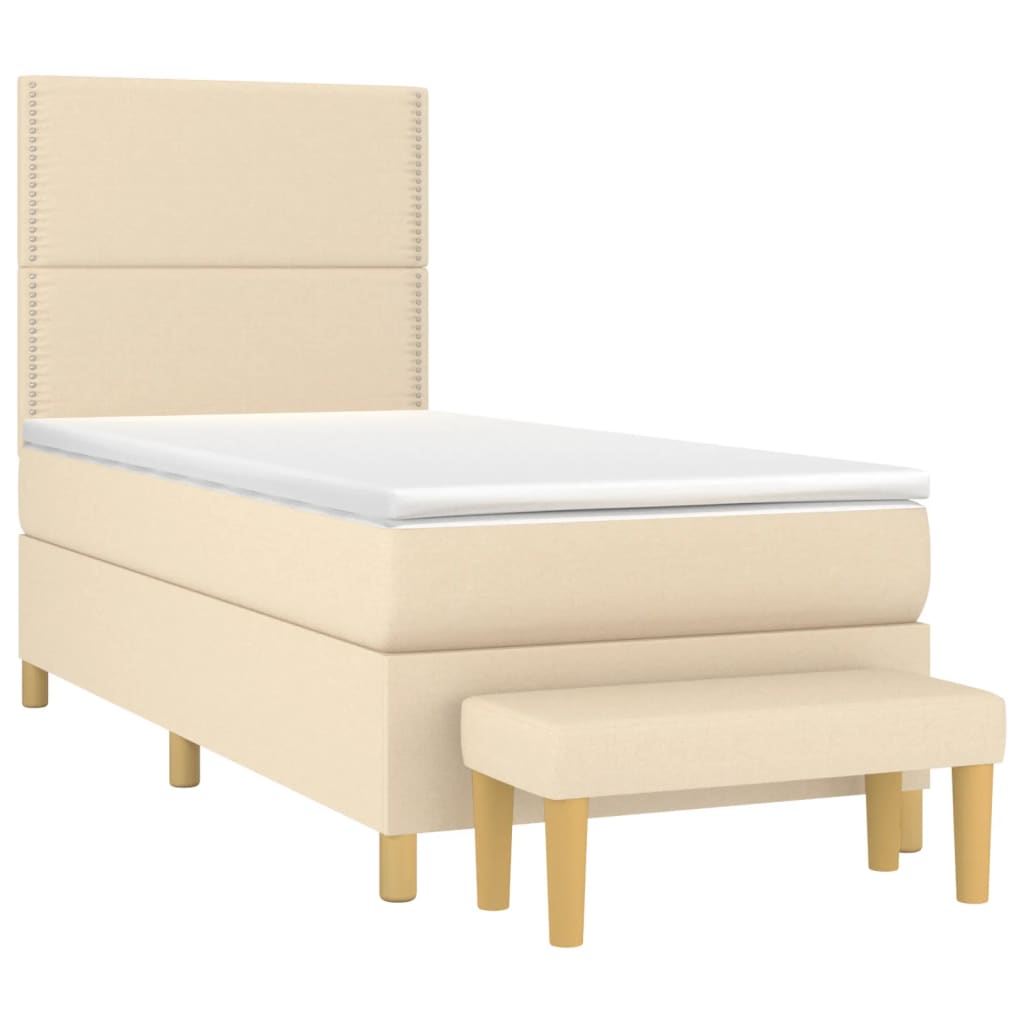 vidaXL Κρεβάτι Boxspring με Στρώμα Κρεμ 100 x 200 εκ. Υφασμάτινο